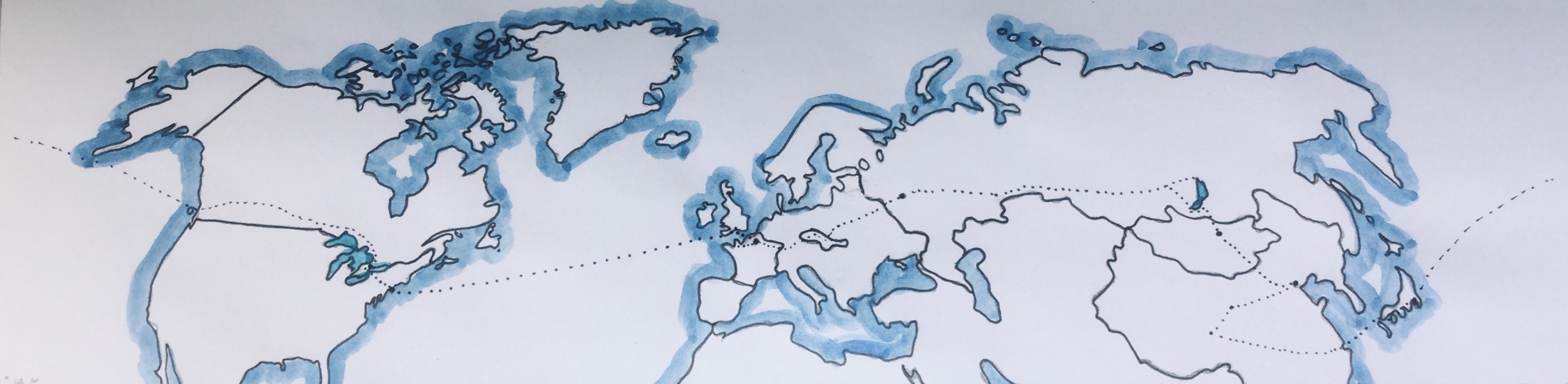 Trip outline dotted accross Northern Hemisphere
